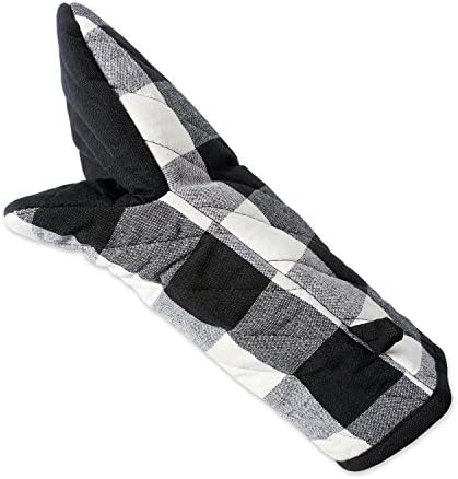 DII Buffalo Check Kitchen Collection Oven Mitt Set Black White 2 Piece