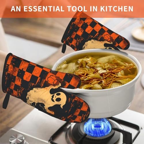Halloween Skull Oven Mitts Heat Resistant Non-Slip Waterproof 1