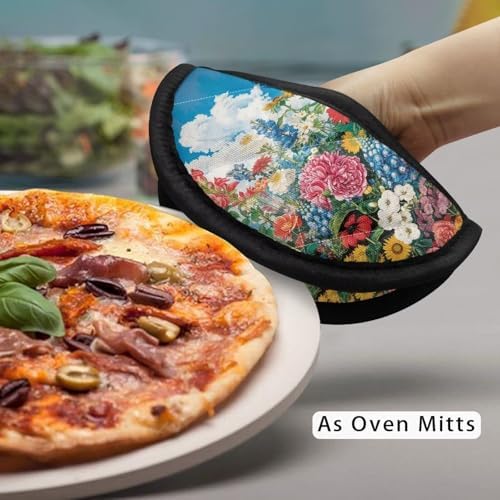Colorful Flowers Heat Resistant Oven Mitts