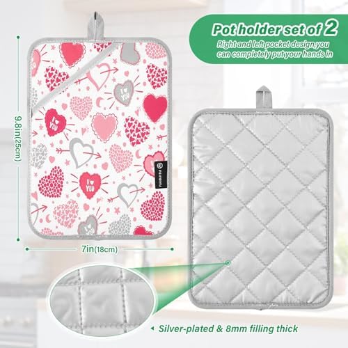 Valentines Day Heart Potholders Heat Resistant