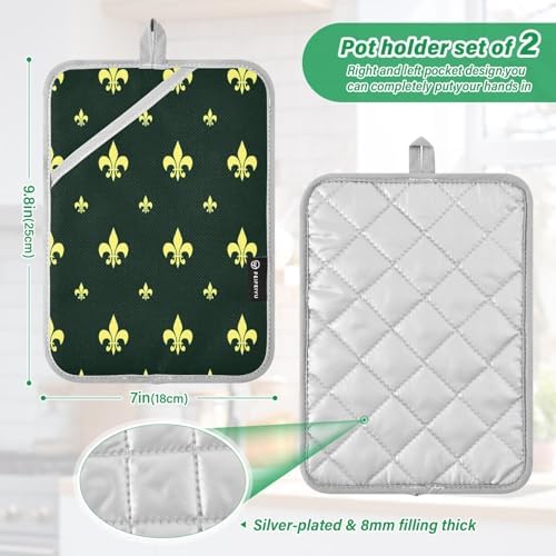 Kcldeci Fleur-de-lis Royal 2Pack Heat Resistant Oven Mitts