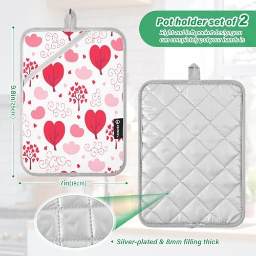 KCldeci Valentine Seamless Pot Holder Set