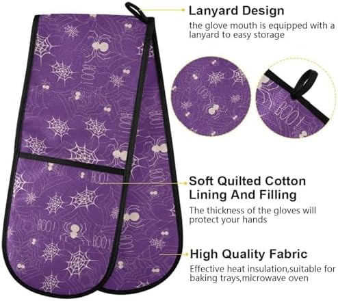 Halloween Spiders Oven Mitts Heat-Resistant Durable