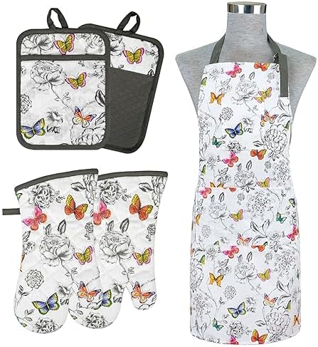 Alselo Oven Mitts Set of 5 with Butterfly Apron