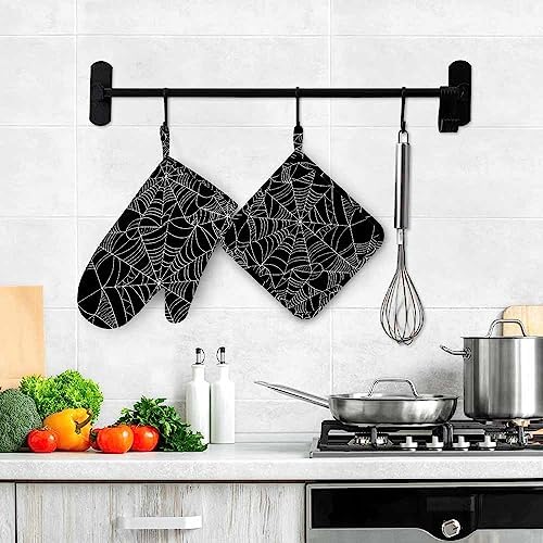 Mxocom Black and White Oven Mitts and Pot Holders Set