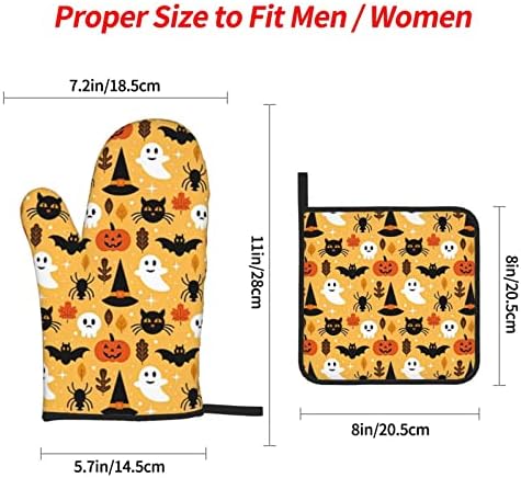 Halloween Ghost Pumpkin Bat Oven Mitts and Pot Holders Sets of 4