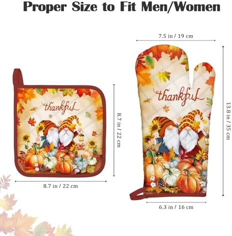 Thanksgiving Gnome Oven Mitts and Potholders Set