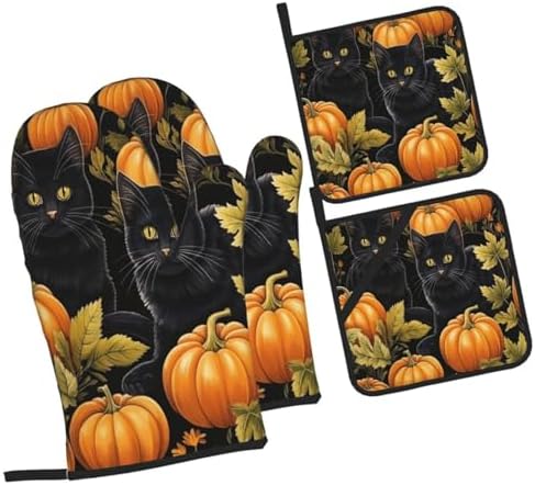 Halloween Treat Safe Oven Mitts Pot Holders for Baking BBQ