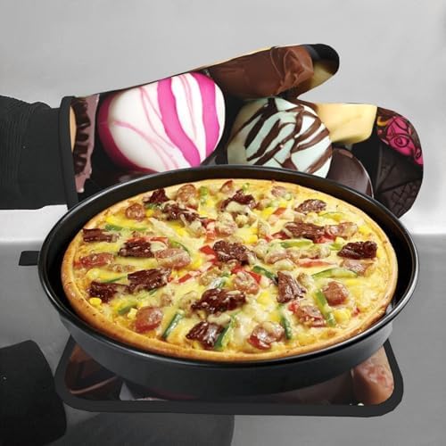 Quopvn Chocolate Printed Oven Mitts and Pot Holders Set