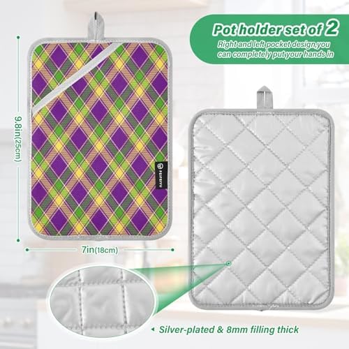 Mardi Gras Plaid Pot Holder 2-Pack