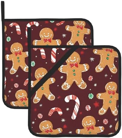 Christmas Gingerbread Candy Pot Holders Set of 2