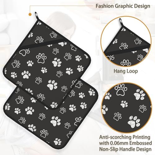 Cute Cat Dog Paw Pot Holder Set for Kitchen