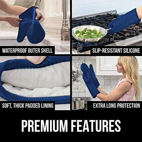 GORILLA GRIP BPA-Free Soft Silicone Oven Mitts 125 Blue