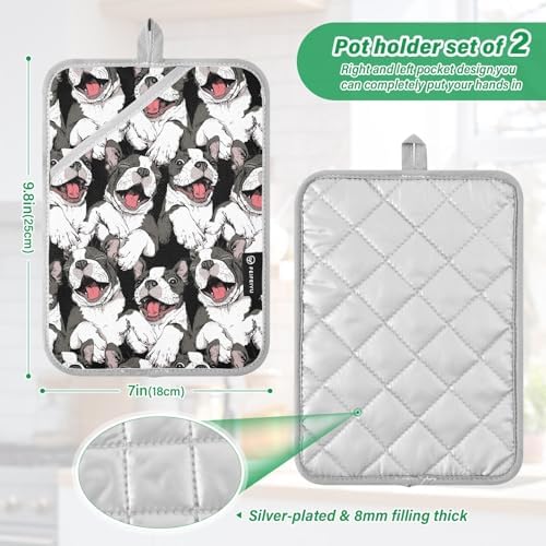 Dalzium Funny Boston Terrier Potholder Set of 2