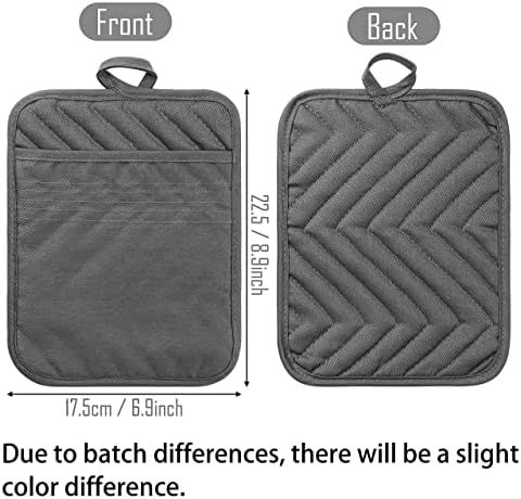 GROBRO7 5Pack Cotton Potholders Heat Resistant Grey
