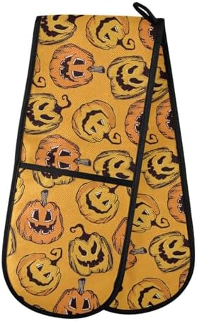 Double Oven Mitts for Halloween Pumpkins Heat-Resistant
