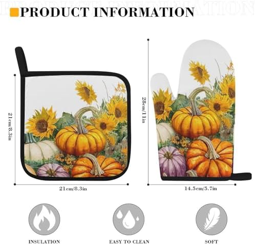 Grtfcolr Fall Pumpkin Oven Mitts and Pot Holders
