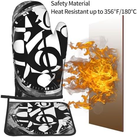 Musical Theme Oven Mitt Pot Holder Set