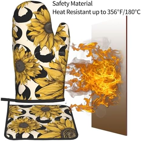 Sunflower Oven Mitts Set - 2-Piece Heat-Resistant KitchenP_globes
