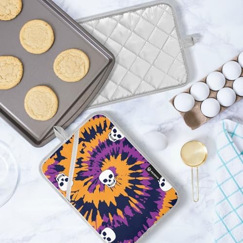 OurVii Tie Dye Spiral Circle Skull Pot Holder Set