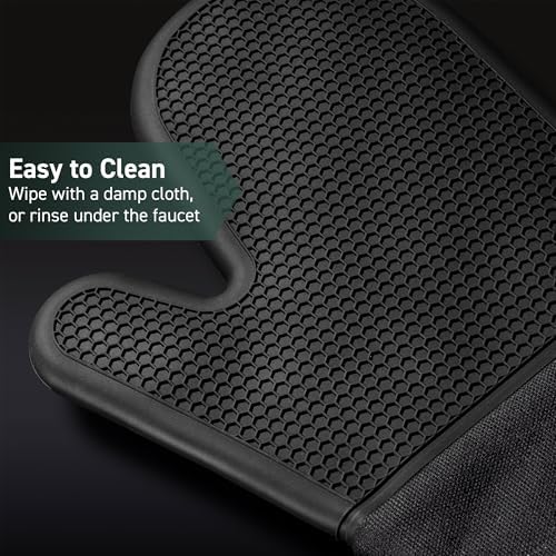 HexClad Silicone Oven Mitt Set 2-Piece Heat Resistant 500F Black
