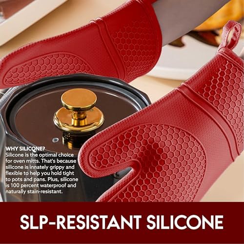 Set of 2 Silicone Oven Mitts with Waterproof and Non-Slip Design