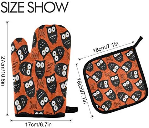 Halloween Boo Oven Mitts Pot Holders Set of 2 Heat Resistant Kitchen Gloves