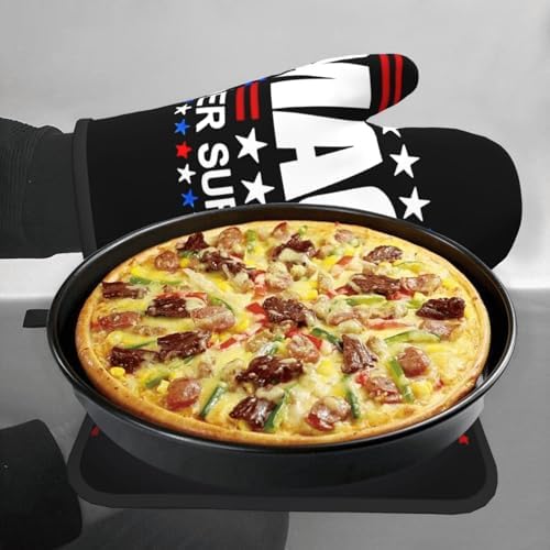 Mraefoa Trump 2024 MAGA Never Surrender Heat-Resistant Oven Mitts Pot Holders Set