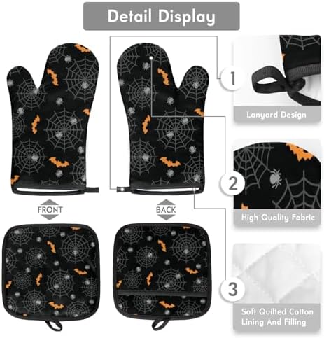 Aglebo Halloween Oven Mitts and Pot Holders Set of 2