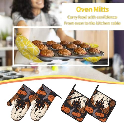 4-Piece Heat-Resistant Oven Mitt Set