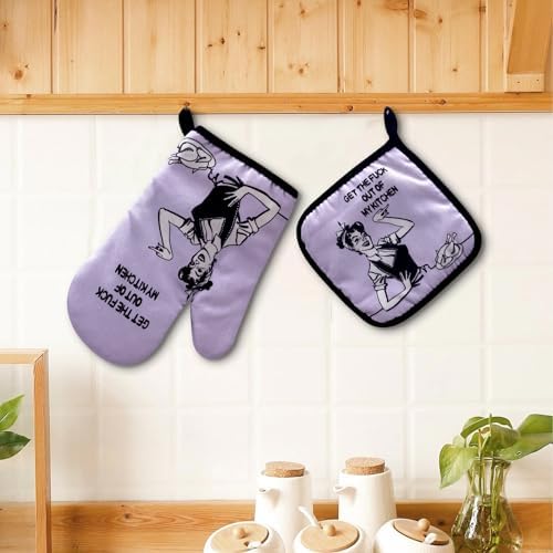 Funny Oven Mitts Set for Kitchen Baking