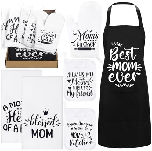 Shinymoon Oven Mitts and Apron Kitchen Gift Set
