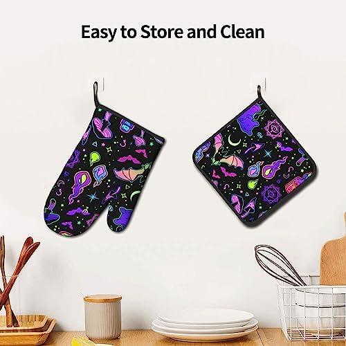 Fashionable High-Quality Halloween Goth Witchy Oven Mitts and Potholders