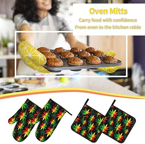 Secure Cooking Protection Yomane Heat-Resistant Oven Mitts Pot Holders Set 4-Piece