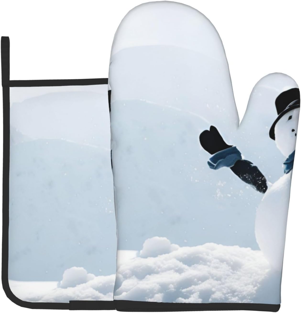 Christmas Happy Snowman Oven Mitts and Pot Holders Set