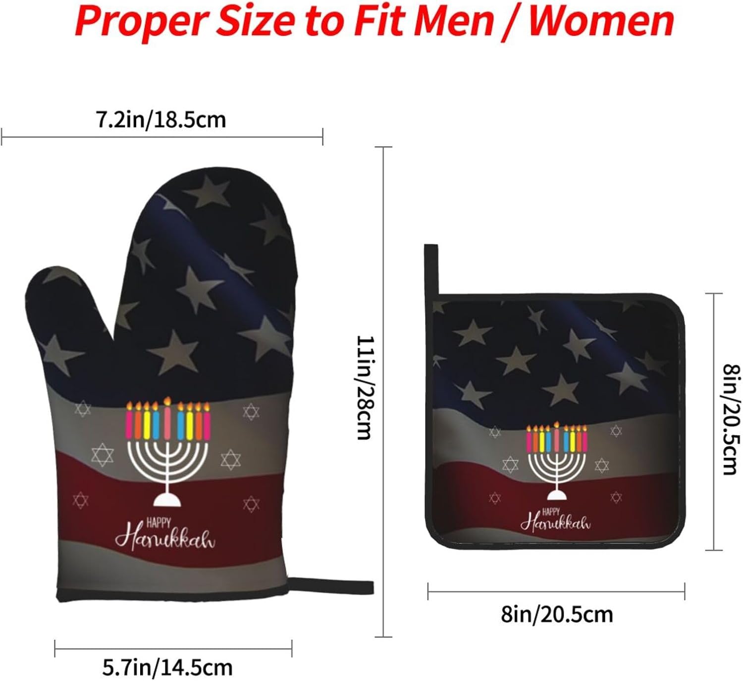 Happy Hanukkah 2023 4 Piece Oven Mitts and Pot Holders Set