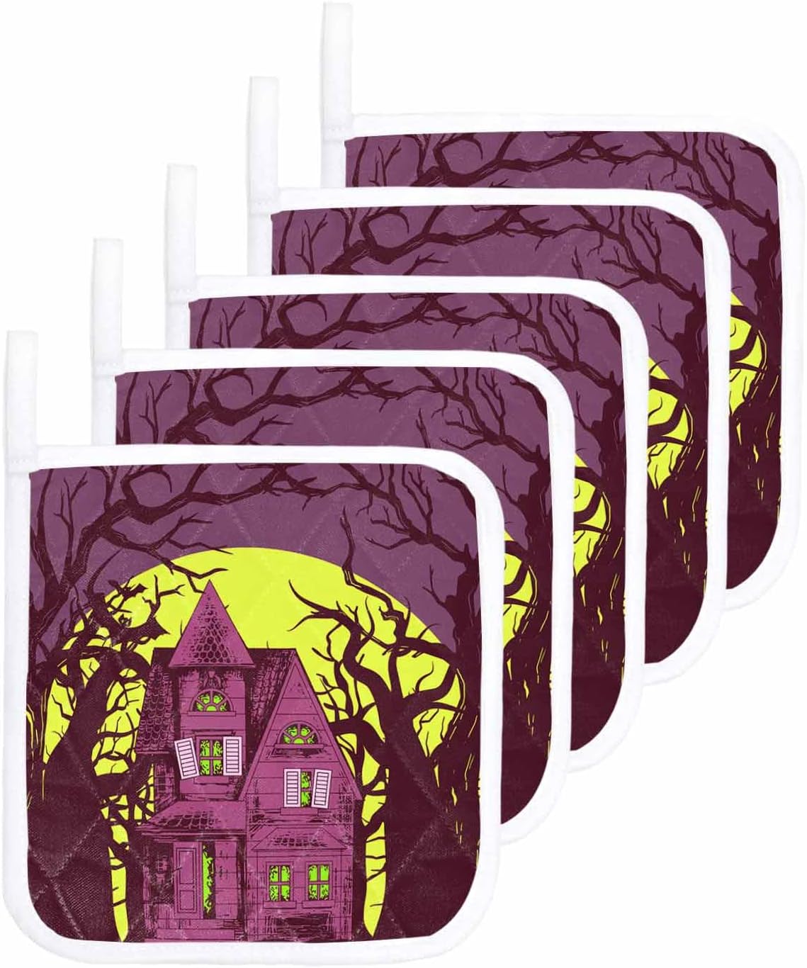 Festive Halloween Pot Holder Heat Insulation Oven Mitt Easy Clean Loop Trivet