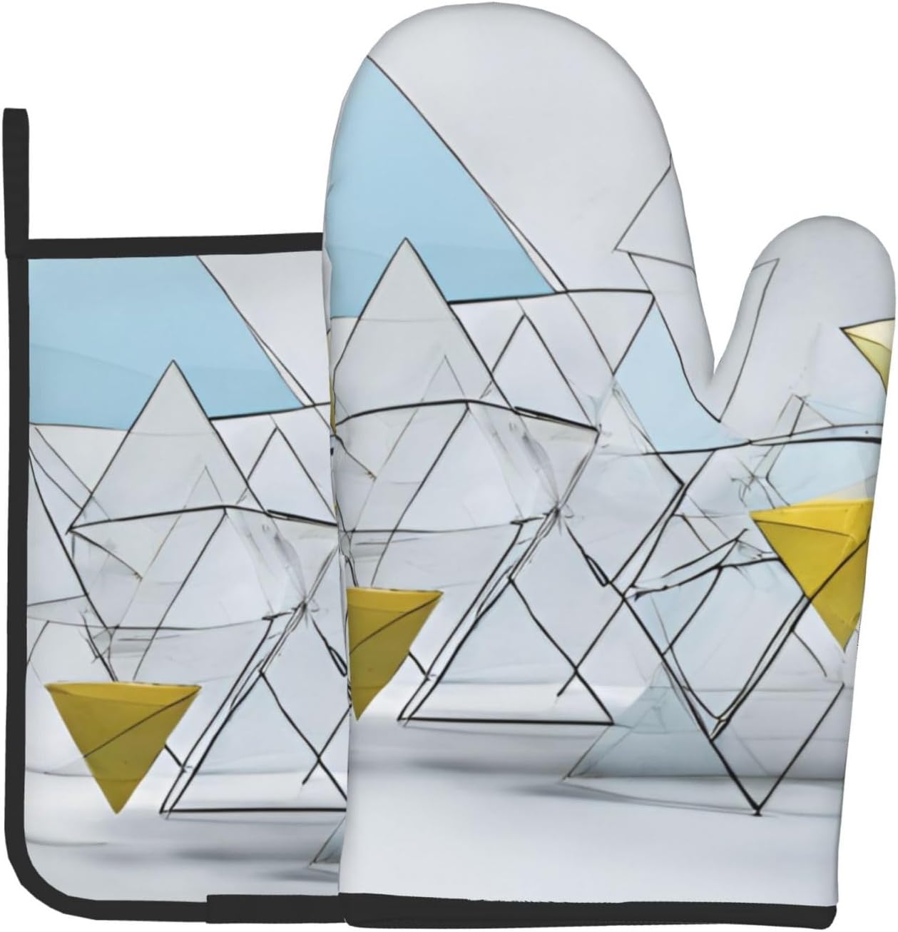 Quopvn Abstract Geometric Pattern Oven Mitts 2pcs Set