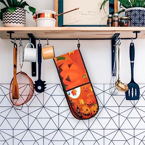 Halloween Double Oven Mitts PTFE-coated Heat Resistant with Hanging Loop Design