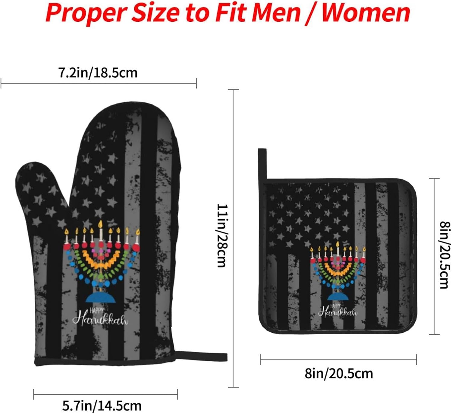 Rqwaaed Happy Hanukkah 2023 Oven Mitts and Pot Holders Set 4PCS