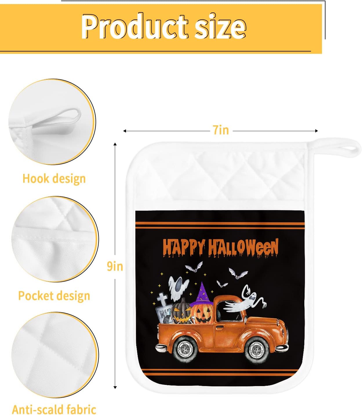 HilariousM Spooky Halloween 5PCS Pot Holders Desktop Potty Holder Heat-Resistant Kitchen Gadgets