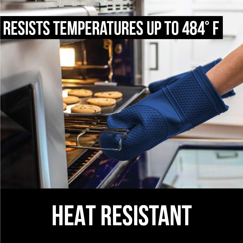 GORILLA GRIP BPA-Free Soft Silicone Oven Mitts 125 Blue