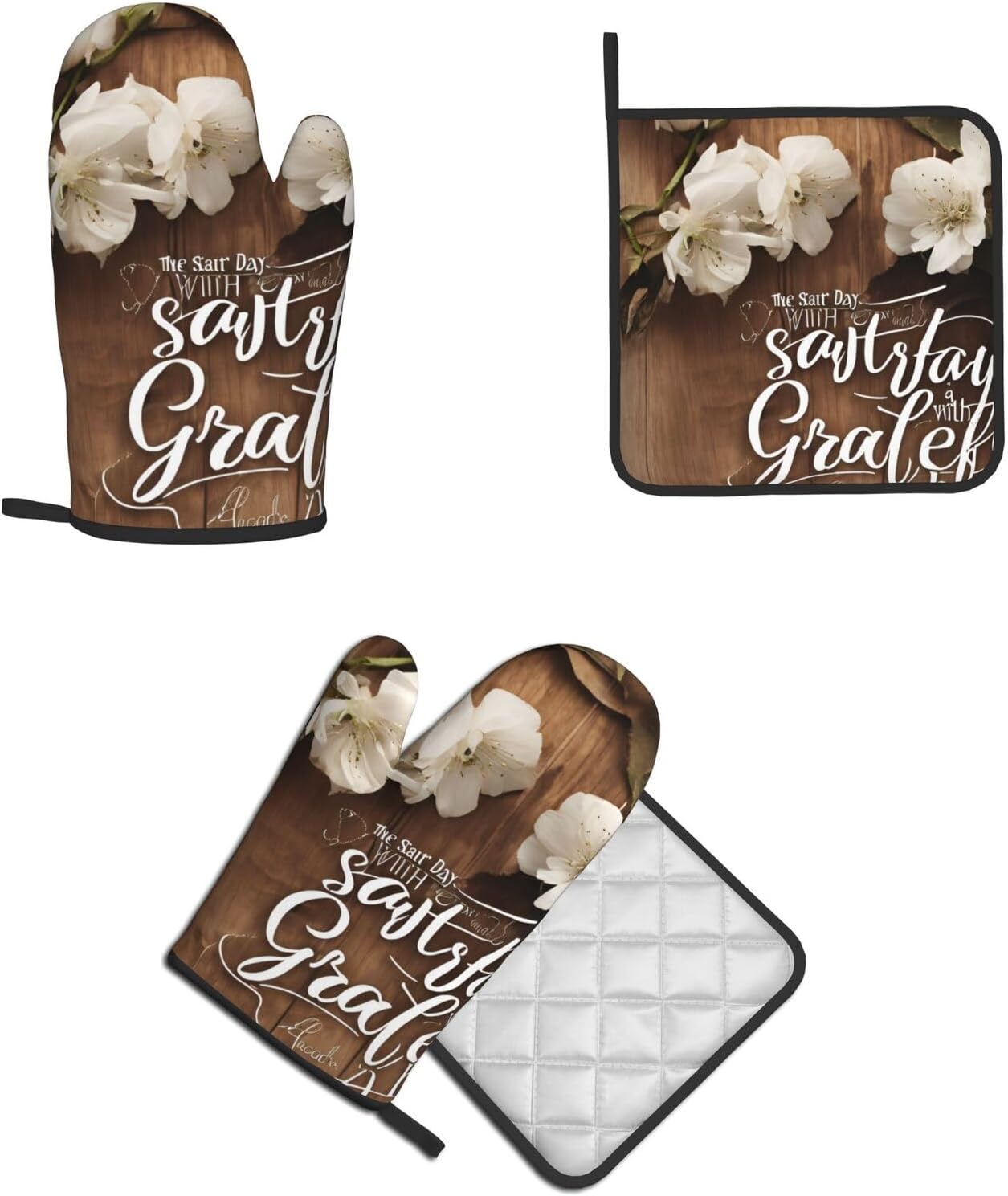 Quopvn Inspirational Quotes Oven Mitts and Pot Holders Set of 2