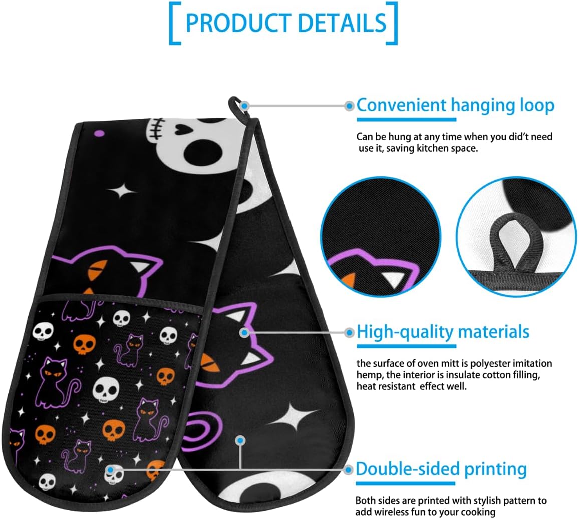 Halloween Skull Heat-Resistant Oven Mitts