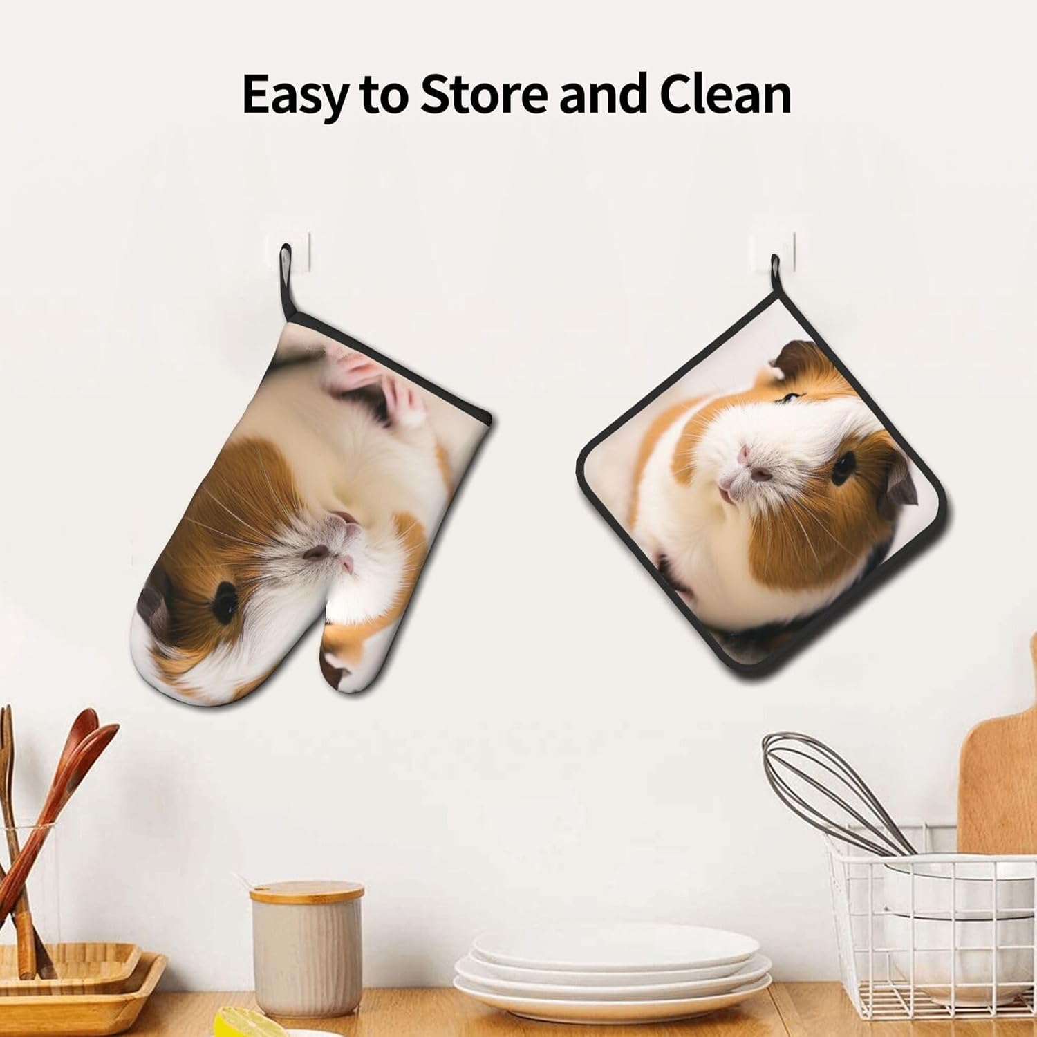 Quopvn Cute Flower Printed Oven Mitts 2pcs Set