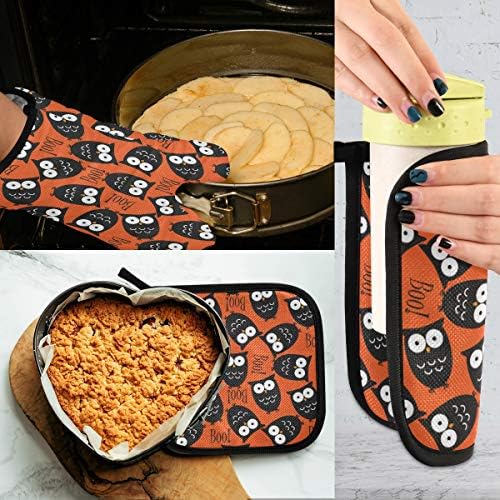 Halloween Boo Oven Mitts Pot Holders Set of 2 Heat Resistant Kitchen Gloves