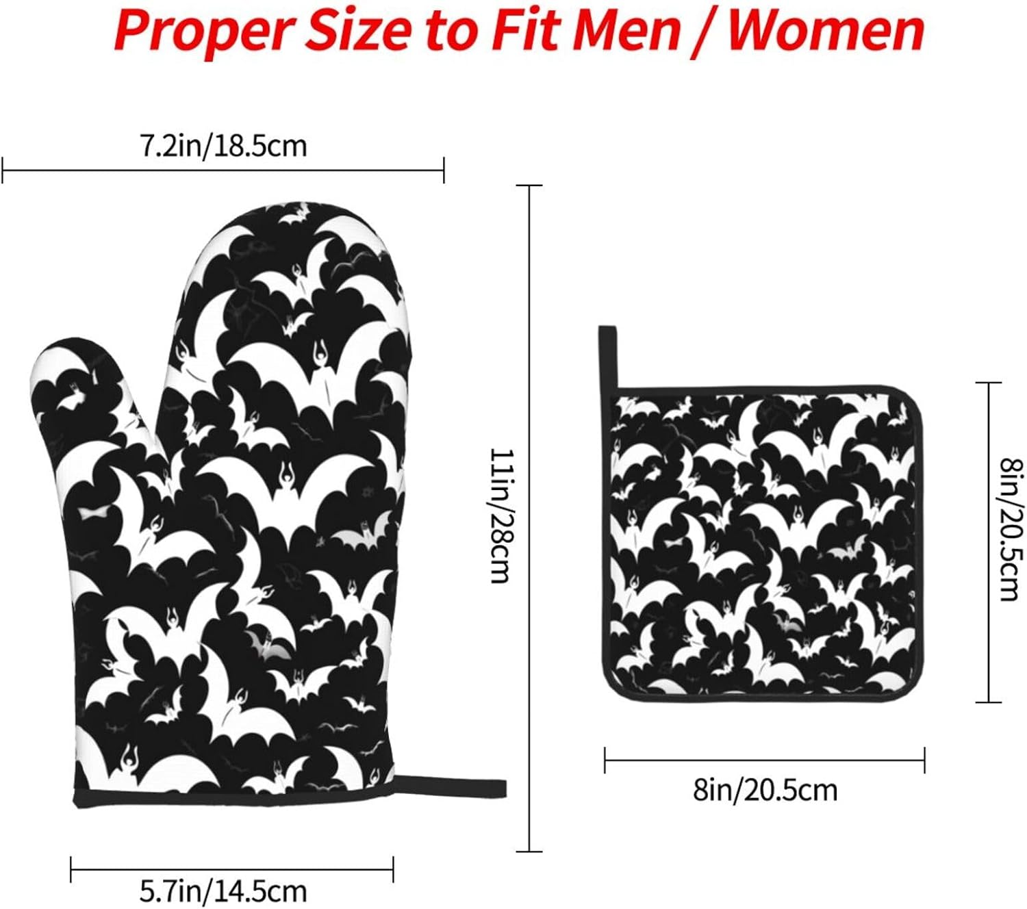 Halloween Scary Bats Oven Mitts and Pot Holders Sets for Discussions