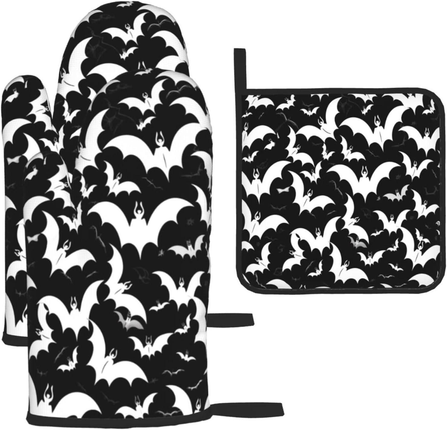 Halloween Scary Bats Oven Mitts and Pot Holders Sets for Discussions