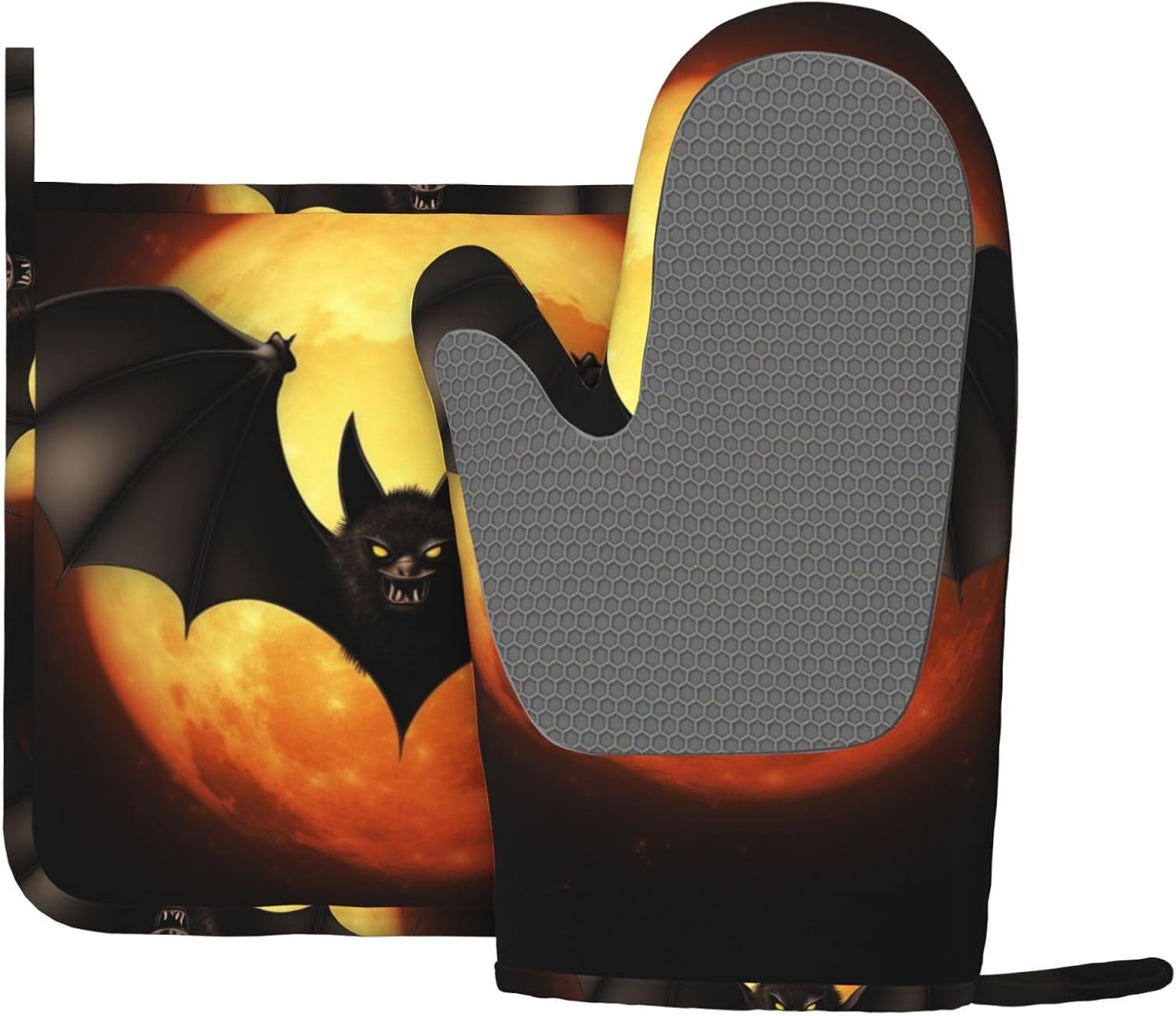 Halloween Compatible Silicone Oven Mitts and Pot Holders Set of 2