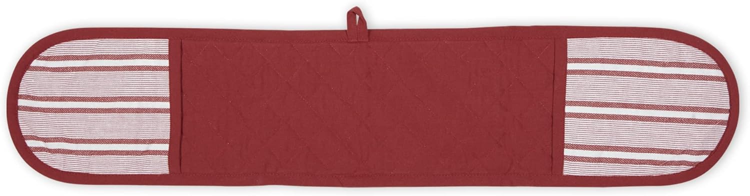 DII Double Strip Chefs Oven Mitt Heat-Resistant Cotton Padded 35x75 Barn Red